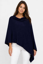 navy poncho on model