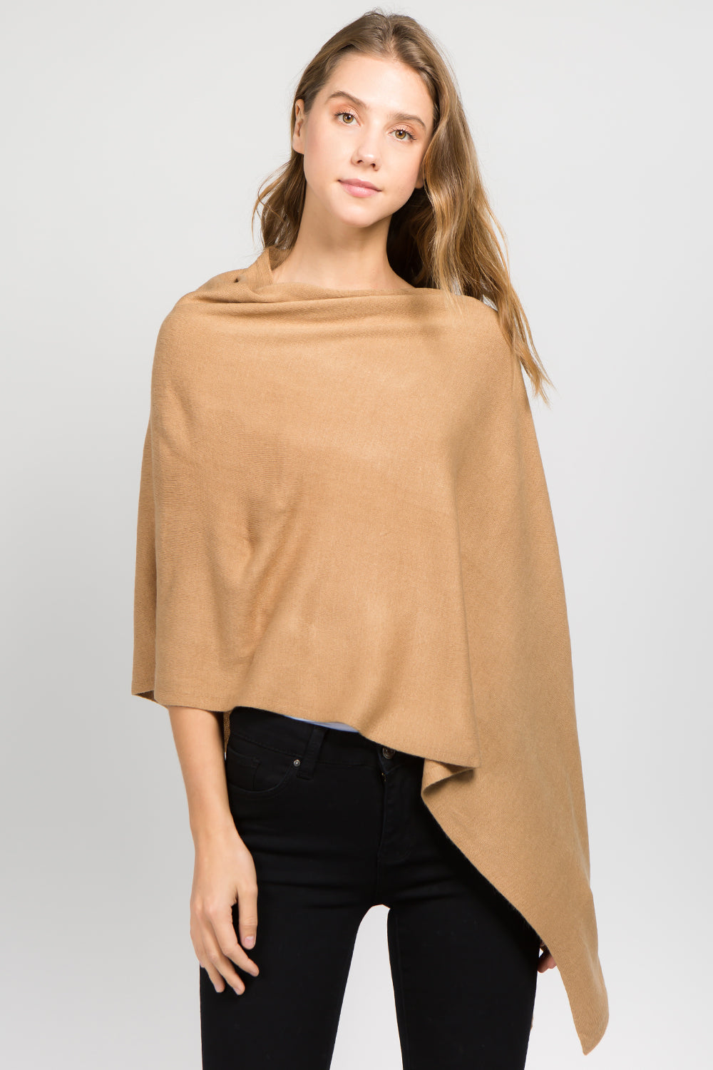 Lightweight Topper Poncho Camel Front (2)