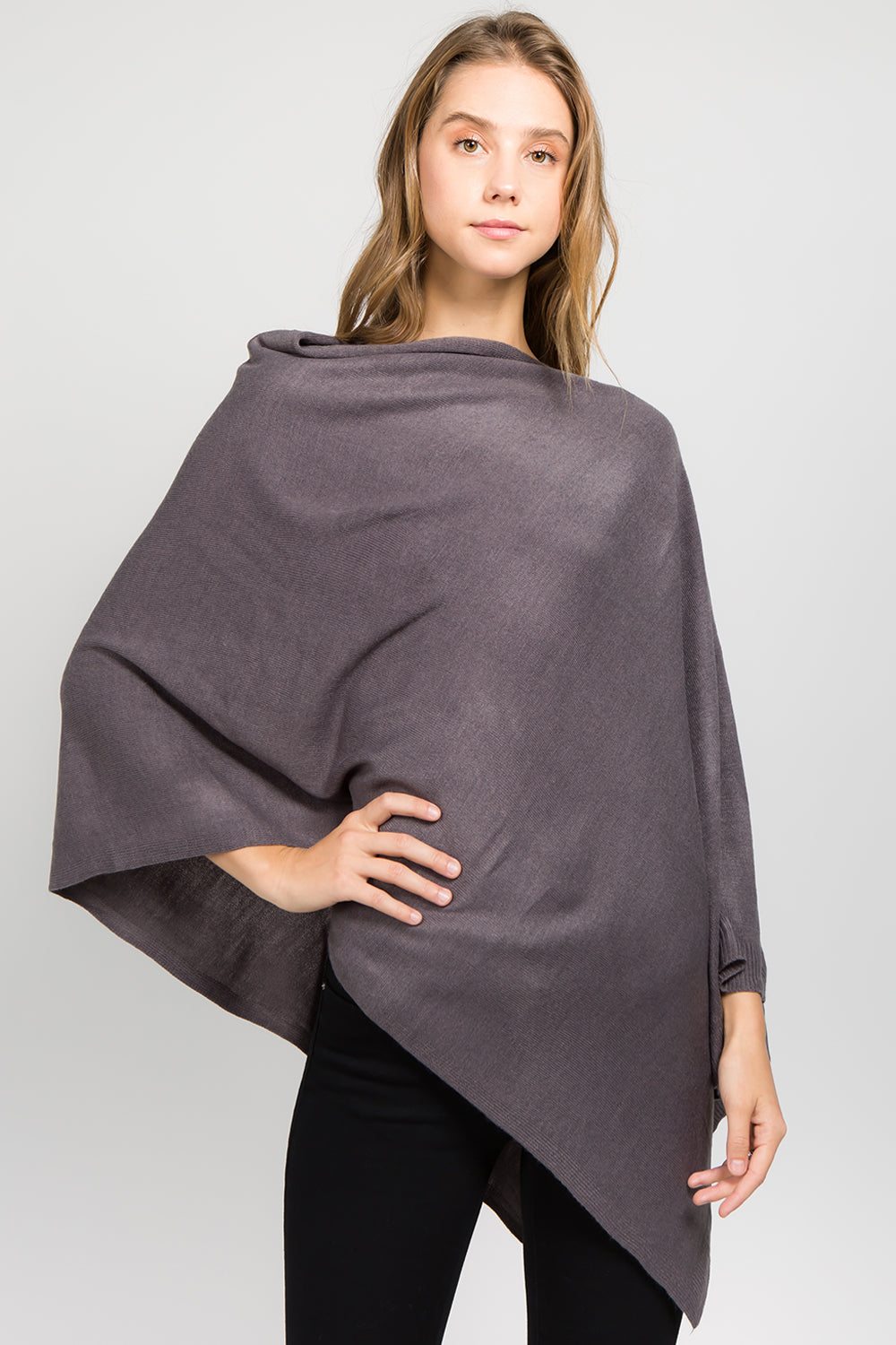 Lightweight Topper Poncho Dark Gray Shoulder
