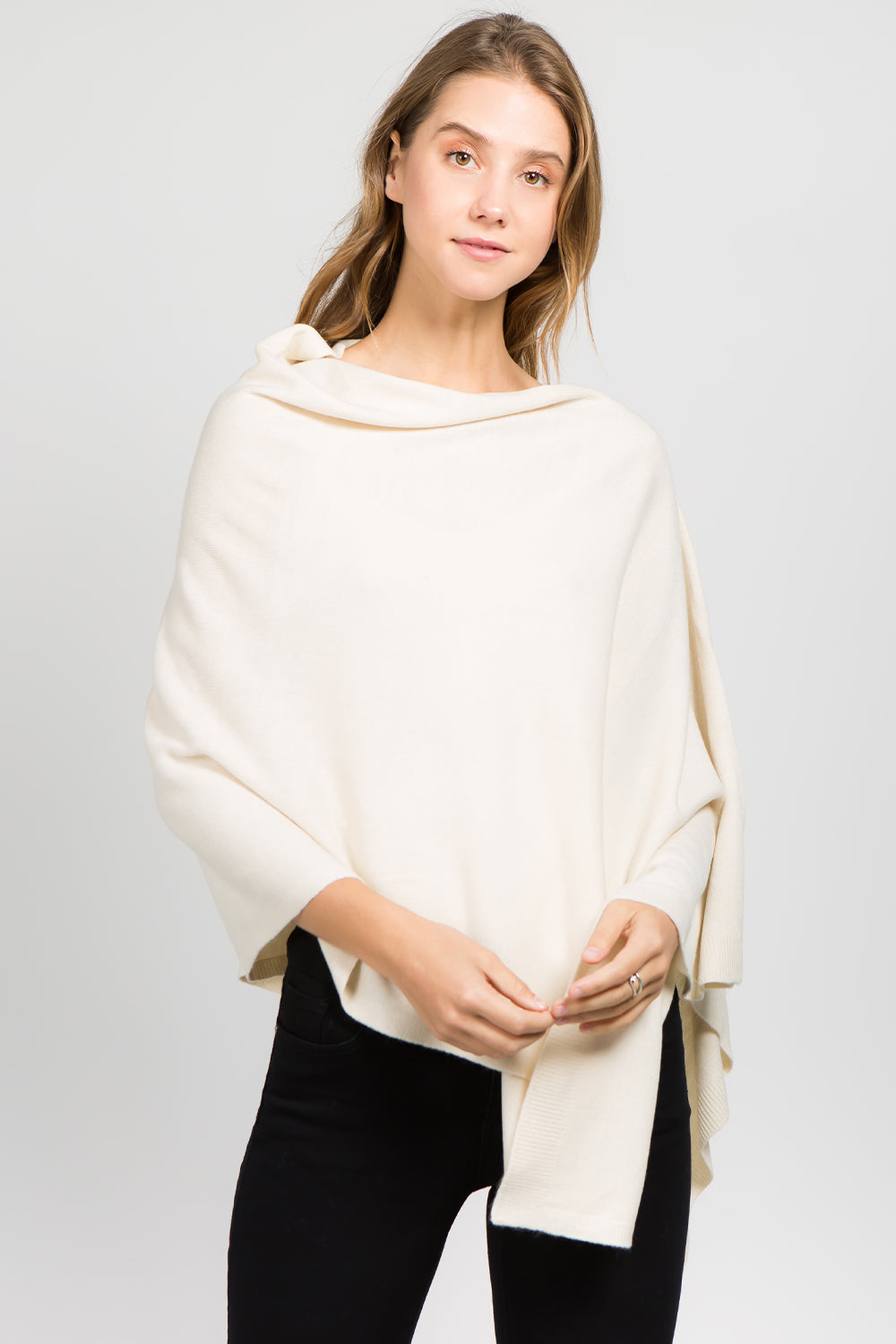 Lightweight Topper Shawl Ivory - Shoulder