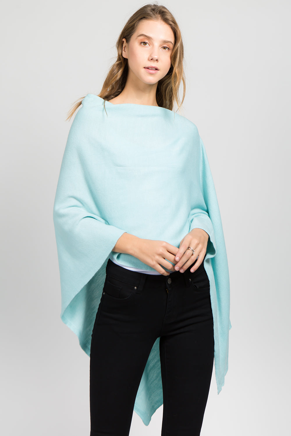 Lightweight Topper Poncho Light Blue
