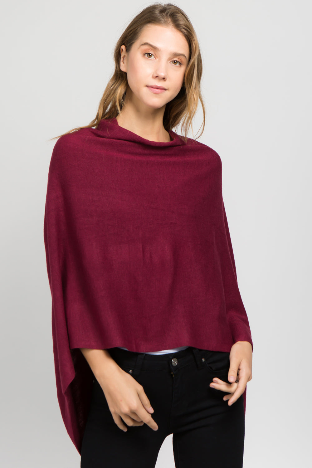 Lightweight Topper Poncho Plum Shoulder