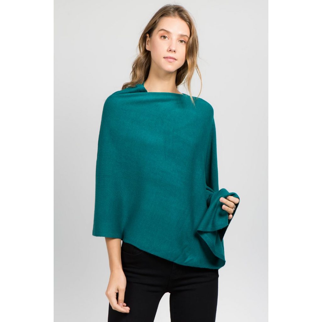 Lightweight Topper Poncho Teal Full
