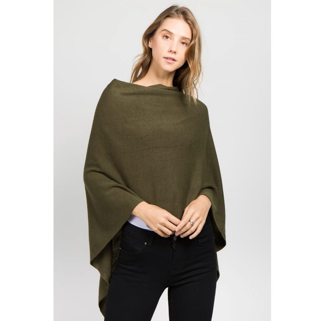Lightweight Topper Poncho Olive Shawl
