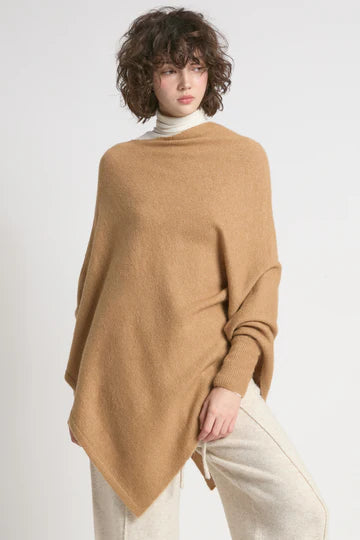 Camel Poncho with Sleeves