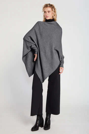 Charcoal Traingle Poncho with Sleeves