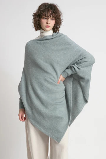 Dusky Blue Triangle Poncho with sleeves