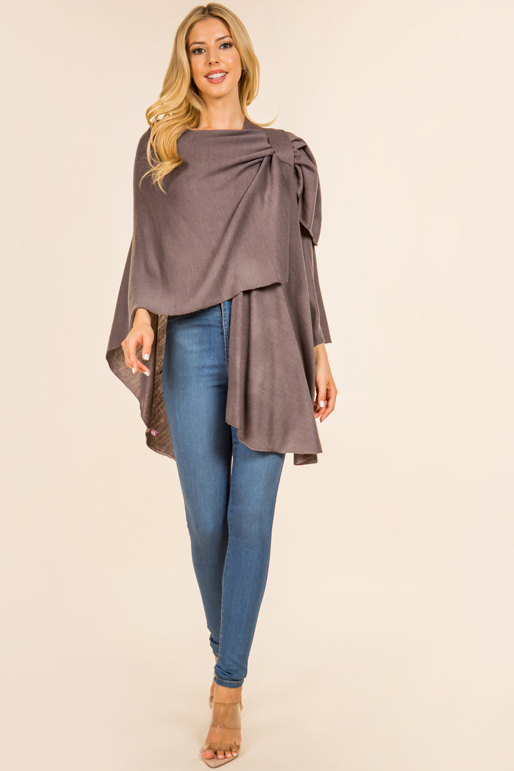 Shawl with Loop Dark Grey