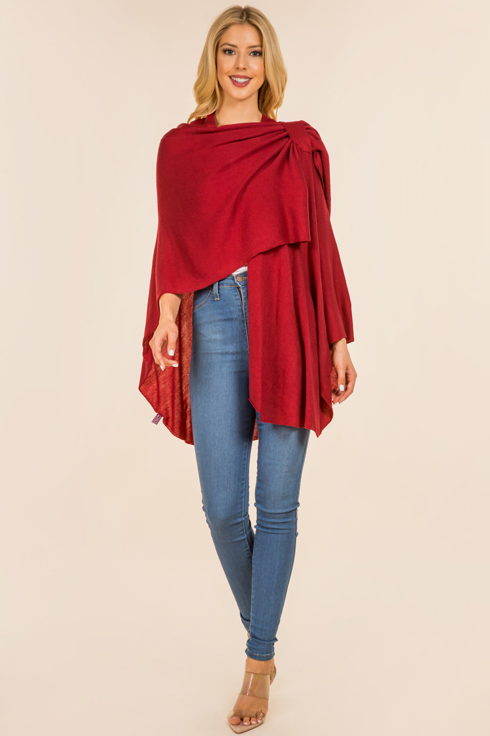 shawl with loop burgundy