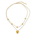 Double Layered Puffy Heart Necklace-Water Resistant