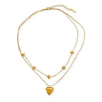 Double Layered Puffy Heart Necklace-Water Resistant