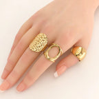 Hammered Oval Ring On Model