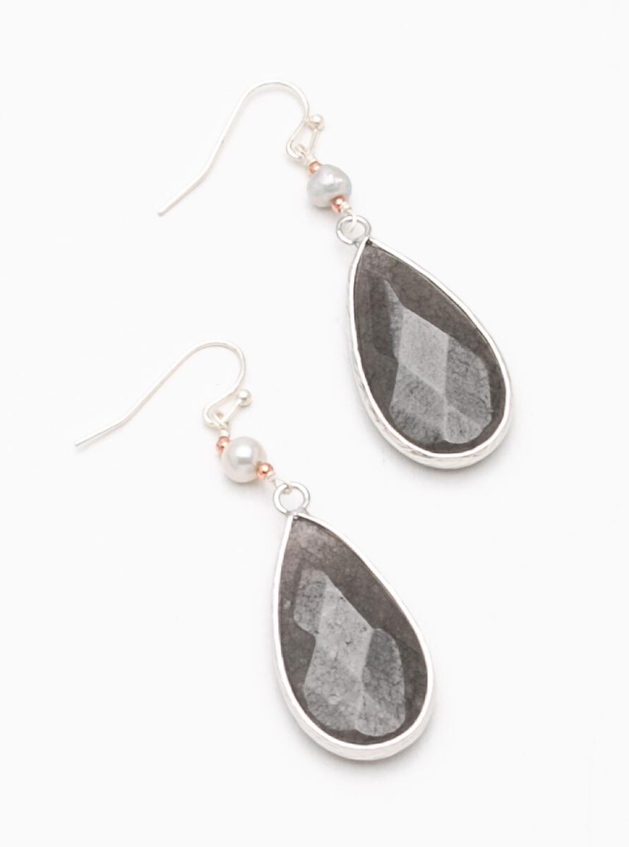 Dark Gray Agate Stone Droplet
