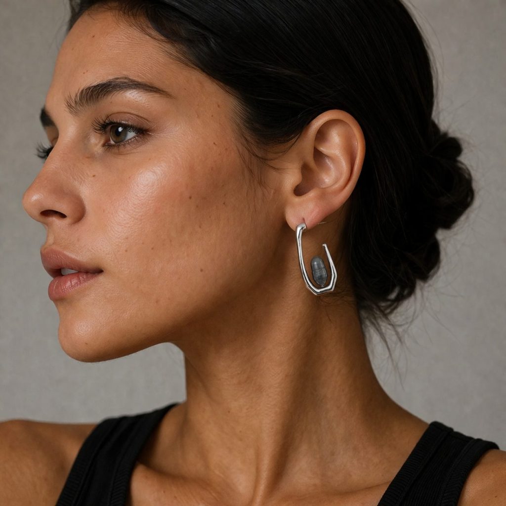 modern pearl silver on model