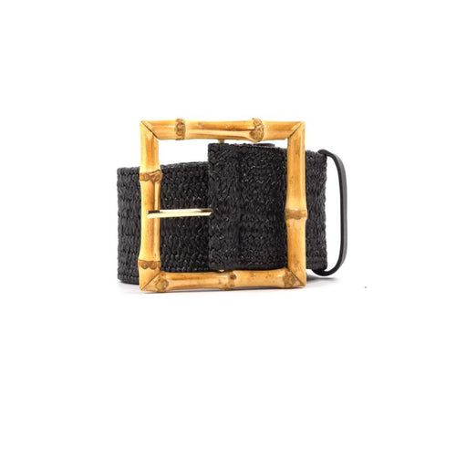 Bamboo Buckle Elastic Belt Black