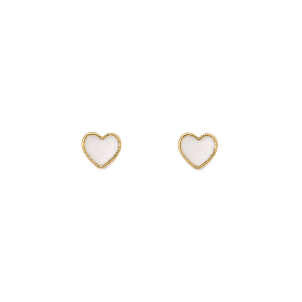 mother of pearl dainty heart earrings