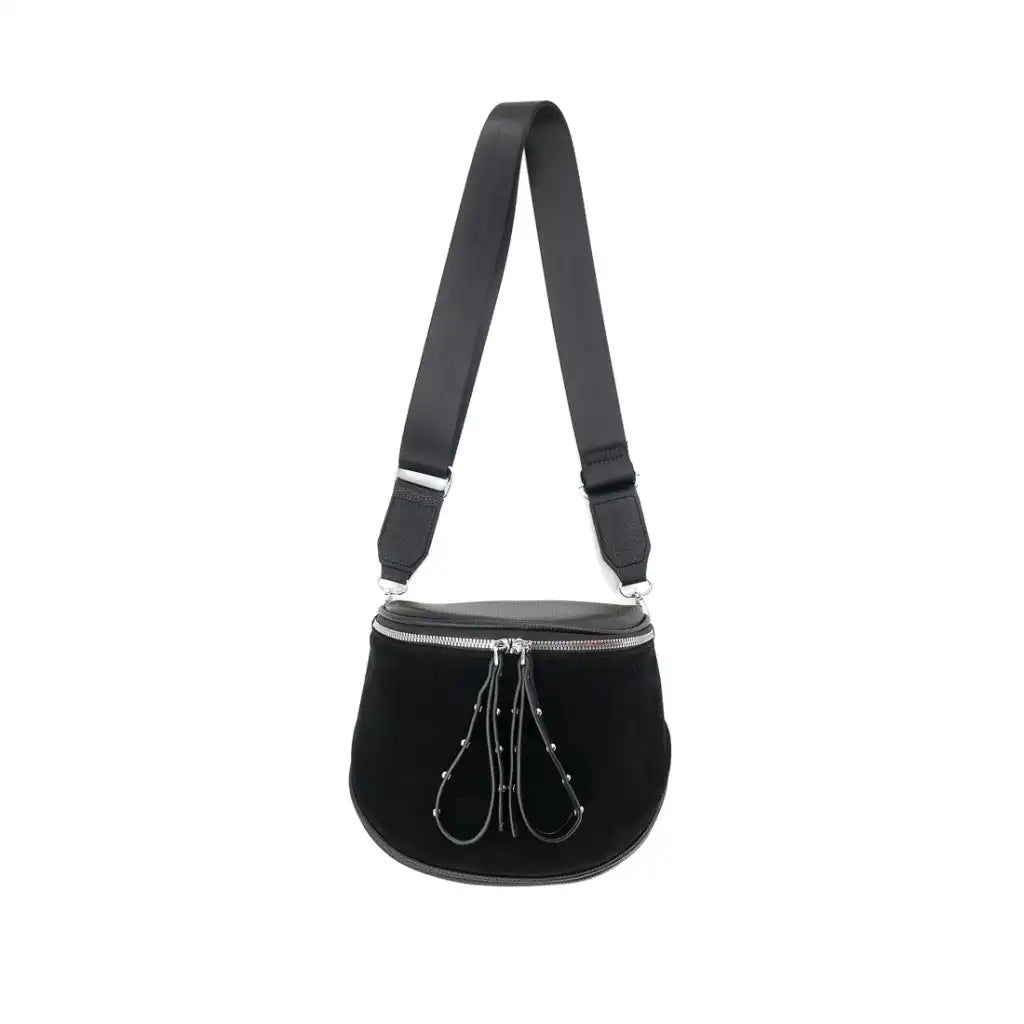 Black suede sling bag