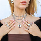 donut charm necklace on model