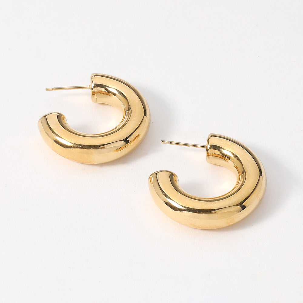 18K Gold Dipped Small Chunky Hoop Earrings