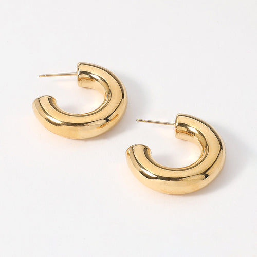 18K Gold Dipped Small Chunky Hoop Earrings
