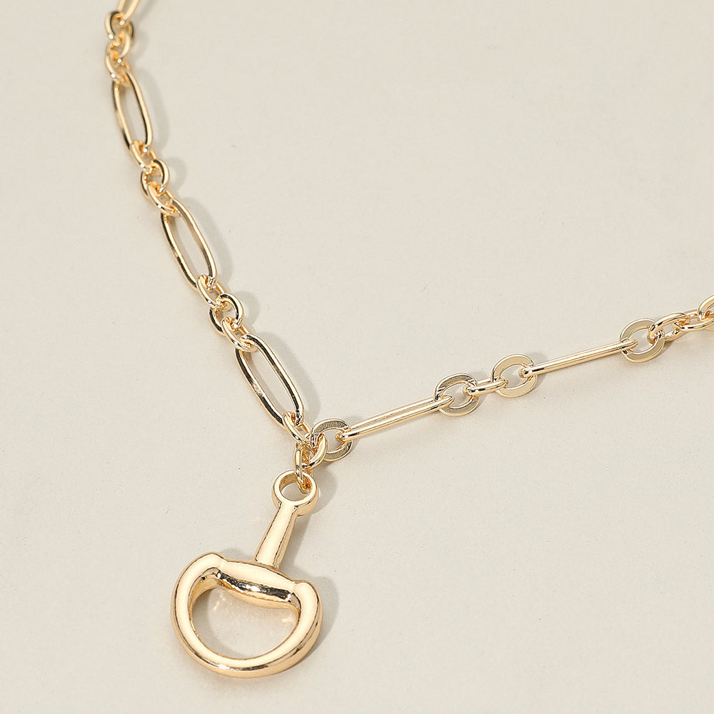 Horsebit Pendant Metal Chain Necklace