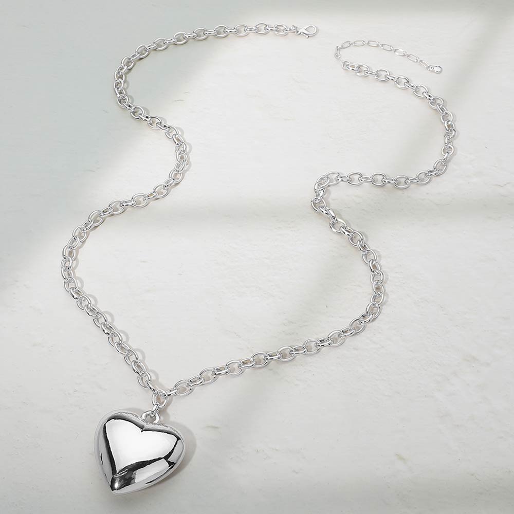 Chunky Heart Pendant Long Chain