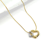 Two Tone Gold Dipped Linked Heart Necklace