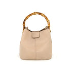 mini bucket bag with bamboo handle beige