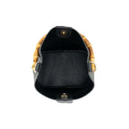 mini bucket bag with bamboo handle black inside