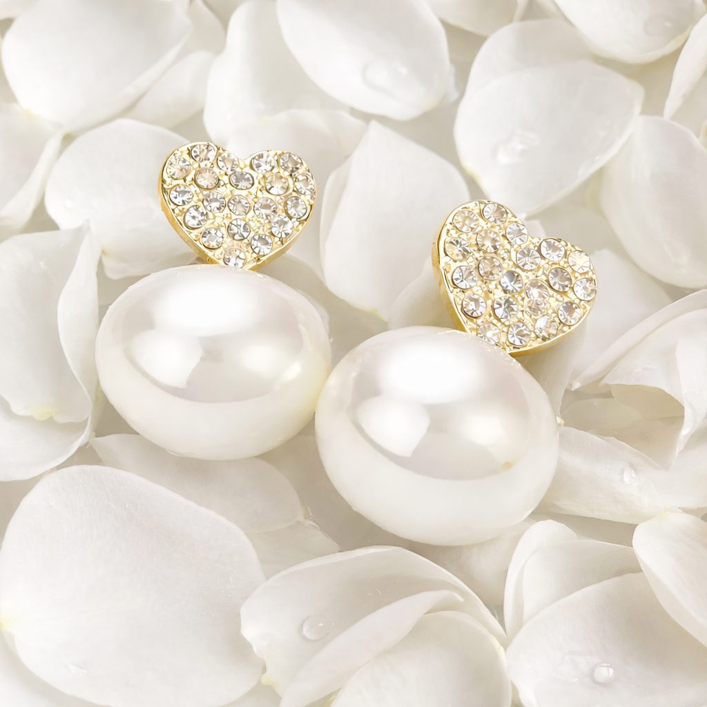 heart pearl earrings