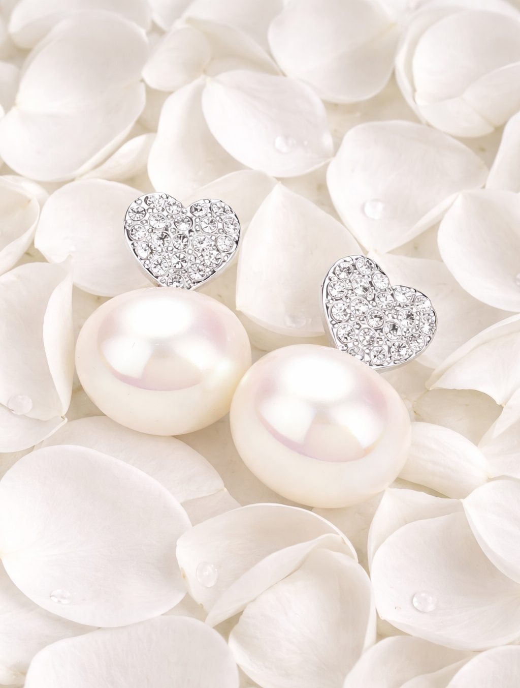 pearl heart earrings silver