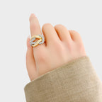 two tone knot ring on model