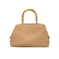 Khaki Handbag with bamboo handles