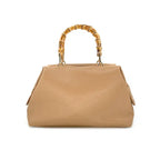 Khaki Handbag with bamboo handles