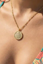 Gold Dipped Clam Shell Coin Necklace