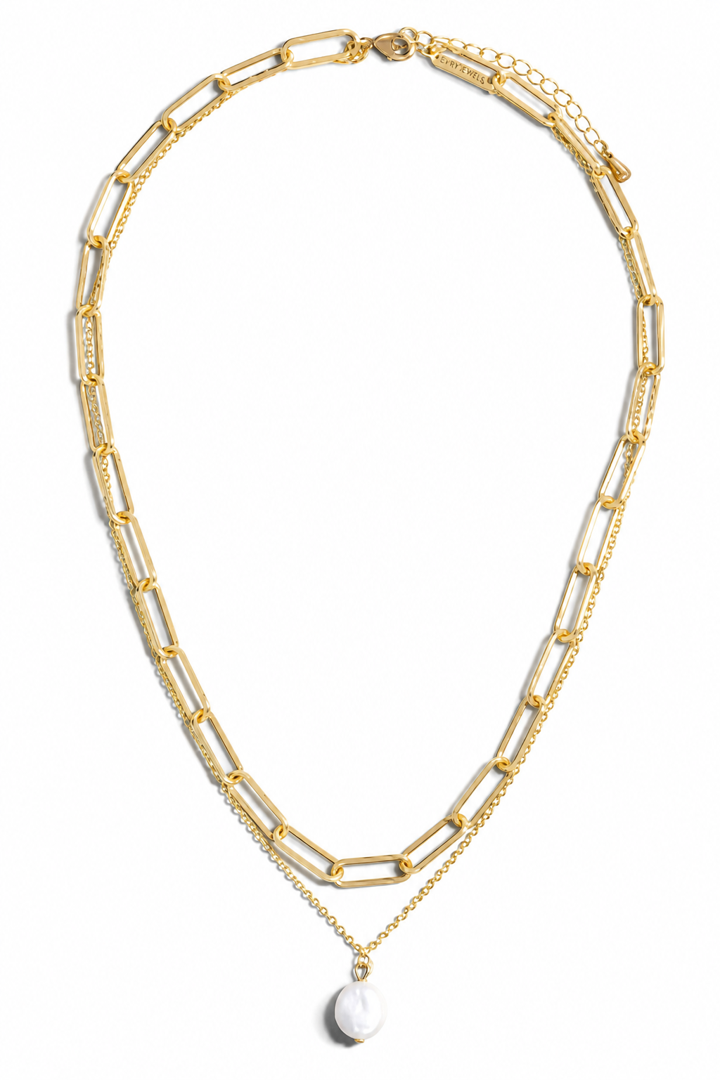 Gold Dipped Paperclip Pearl Pendant