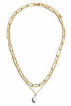 Gold Dipped Paperclip Pearl Pendant