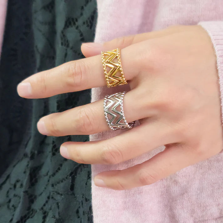 Water Resistant Zig Zag Ring